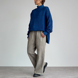 【福袋】華夫格衛衣/藍色+針織闊腿褲/卡其色 第2張的照片
