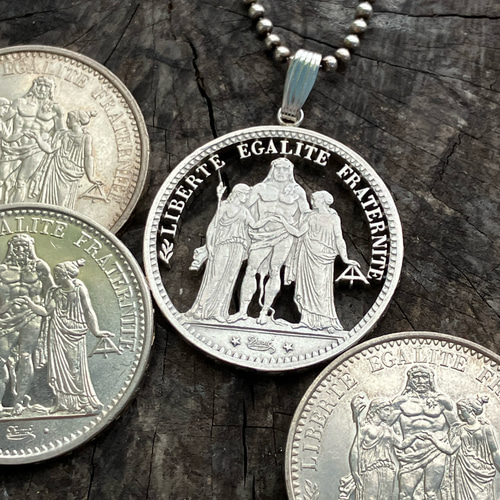 銀貨 フランス 5フラン カットコイン ペンダント ブランド ReD  