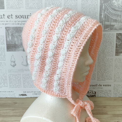 バラクラバ クロシェハット かぎ針編み ニット帽 ボンネット 手編み