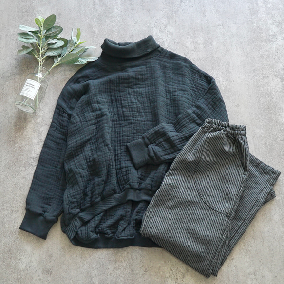 UZUIRO よろけ縞一本刺し子 スッキリサルエルパンツ