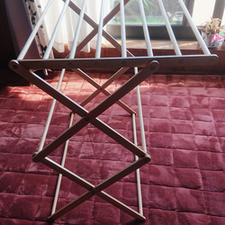 無垢ひのき材】木とアイアンのスリムハンガーラック ハンガーラック