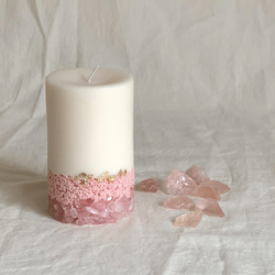【ローズクォーツ】クリスタルピラーキャンドル - Crystal pillar candle  Rose quartz 2枚目の画像