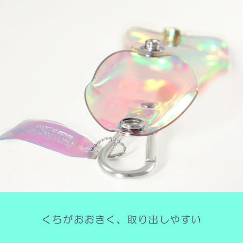 ミニ】クリア マルチケース オーロラ ミニサイズ カラビナ付き ミニ】クリア マルチケース オーロラ ミニサイズ カラビナ付き