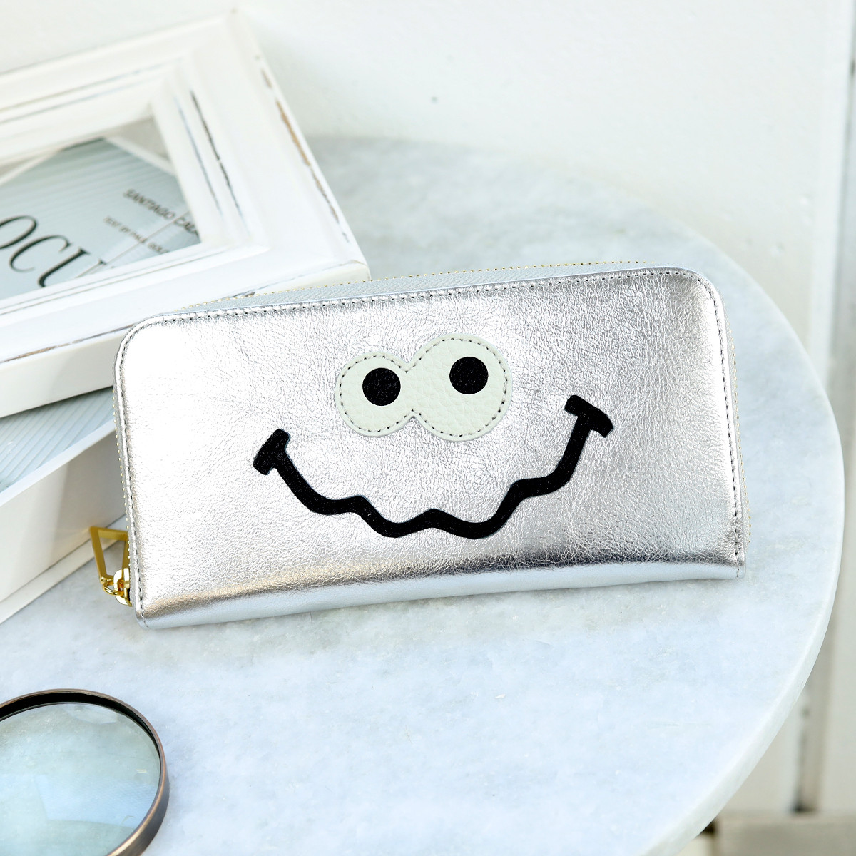 【キョロメミラーシルバー長財布】思わず誰かに見せたくなるキョロメ財布/長財布【キョロメver.】