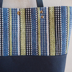 【Creema Limited新年福袋】手工編織斯堪的納維亞條紋方形手提包眼鏡盒套裝（藍色） 第6張的照片