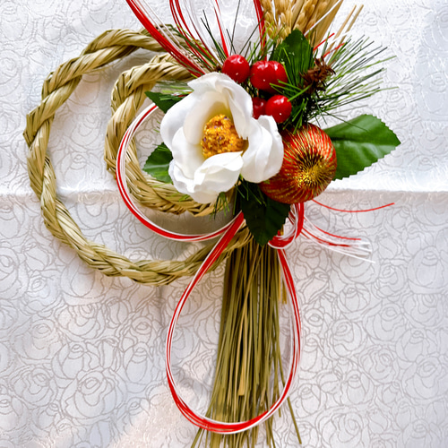 早期ご予約】稲穂と水引の2way正月飾り しめ縄飾り しめ縄リース 2024