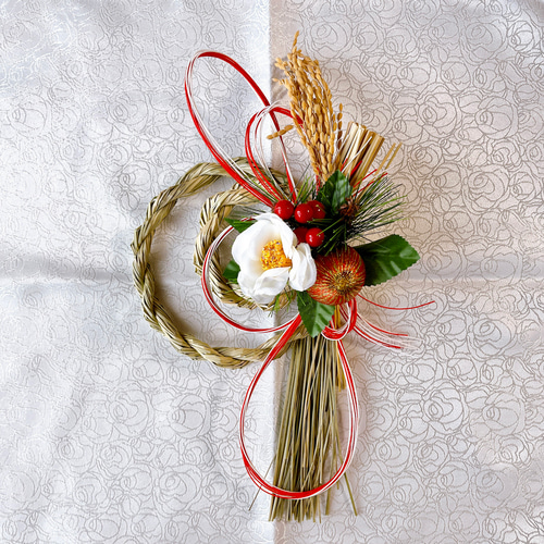 しめ縄③ お正月飾り　ハンドメイド　稲穂　アーティフィシャル　しめ縄リース しめ縄⑤ お正月飾り ハンドメイド 稲穂 アーティフィシャル しめ縄