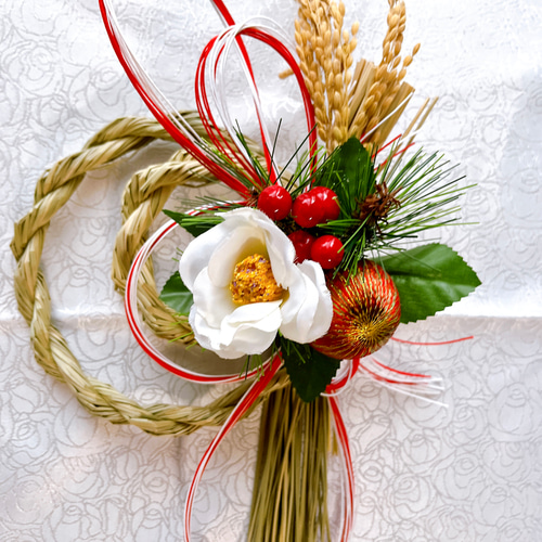 早期ご予約】稲穂と水引の2way正月飾り しめ縄飾り しめ縄リース 2024