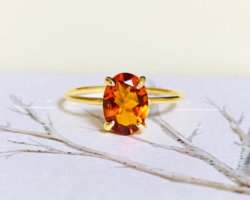 再販8 宝石質マデイラシトリンAAAリング11号 オーバルファセットカット