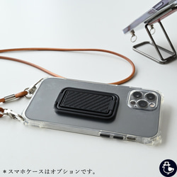 多機能リング 【 イタリアンレザー カーボン 】 スマホリング メンズ プレゼント ギフト 父の日 CH02M 1枚目の画像