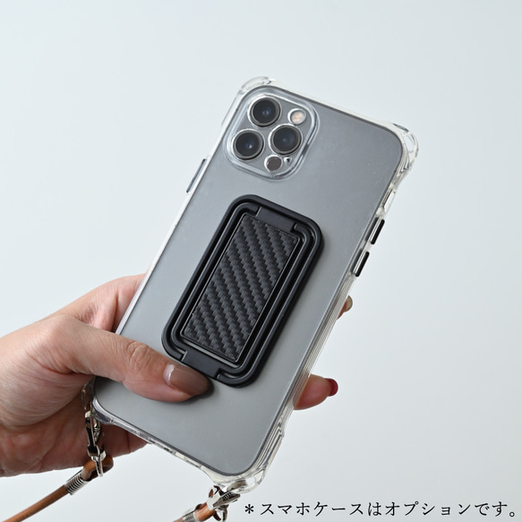 多機能リング 【 イタリアンレザー カーボン 】 スマホリング メンズ プレゼント ギフト 父の日 CH02M 2枚目の画像