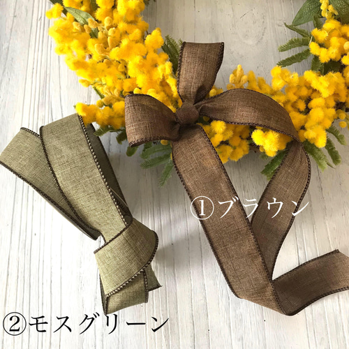 再販×16 ミモザたっぷり 38㎝ ミモザリース L リボンが選べる