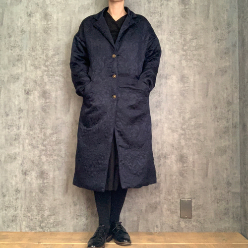 Sale シルクウールのチェスターコート ネイビー Silk &Wool coat