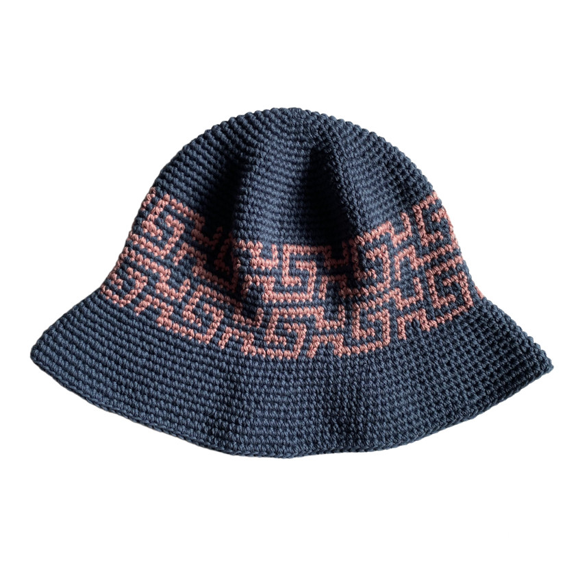 【NO.3122058】ハンドメイド クロシェハット 雷文模様 バケットハット クロシェ編み帽子