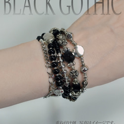 BLACK GOTHIC オニキス＆シルバーデザインブレスレット 6枚目の画像