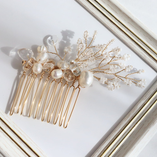 かすみそう ヘアアクセサリー ヘアコーム 小枝アクセサリー kasumi