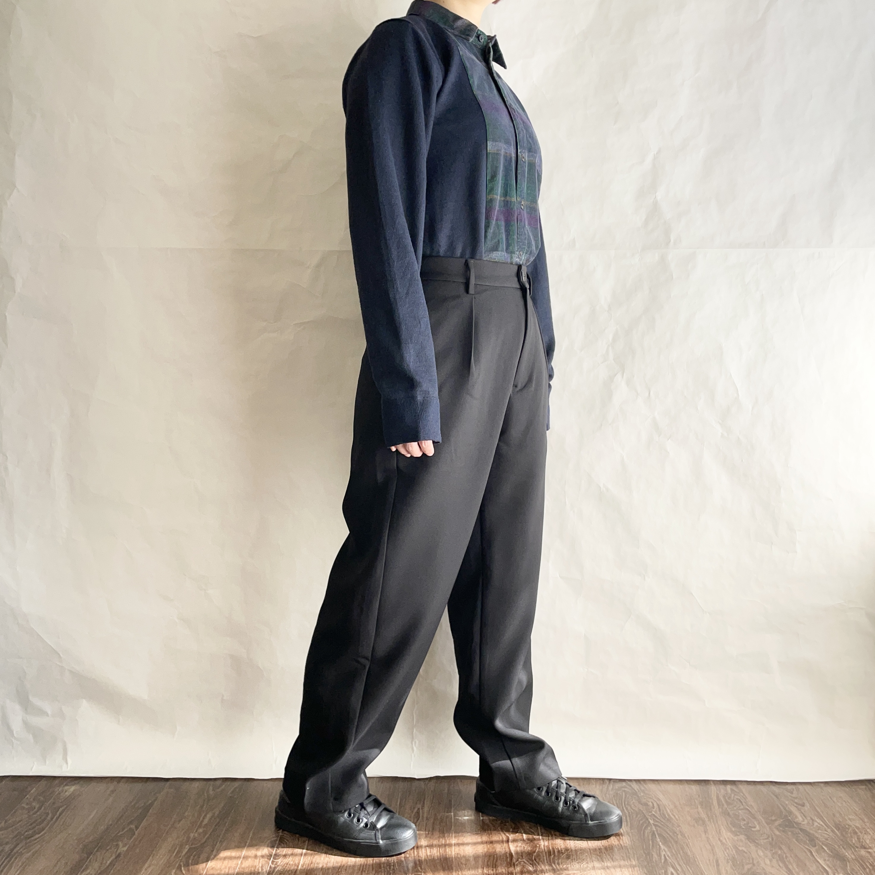 ［リメイク］シャツカーデ   チェック×ネイビー　　　R-ST1-2