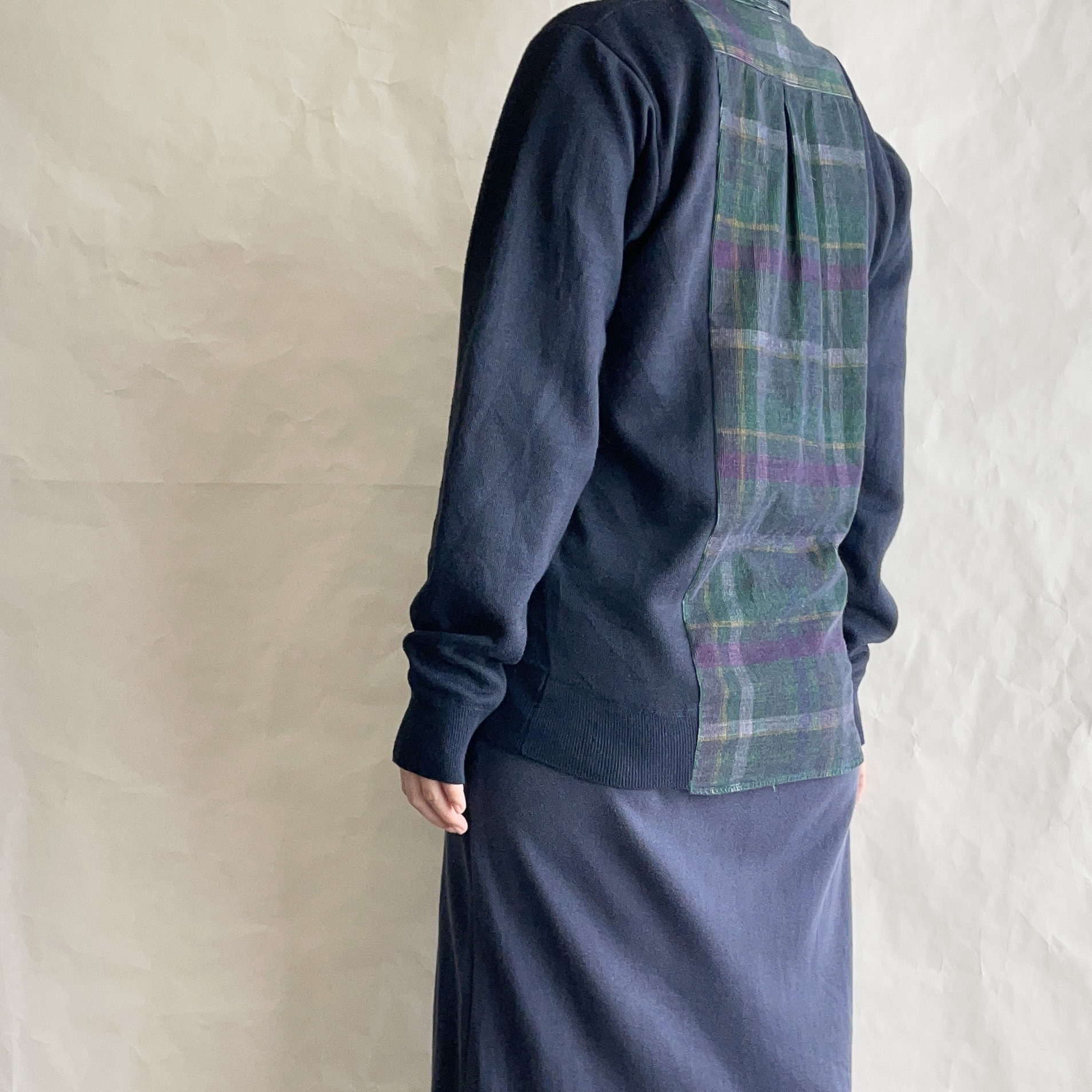 ［リメイク］シャツカーデ   チェック×ネイビー　　　R-ST1-2