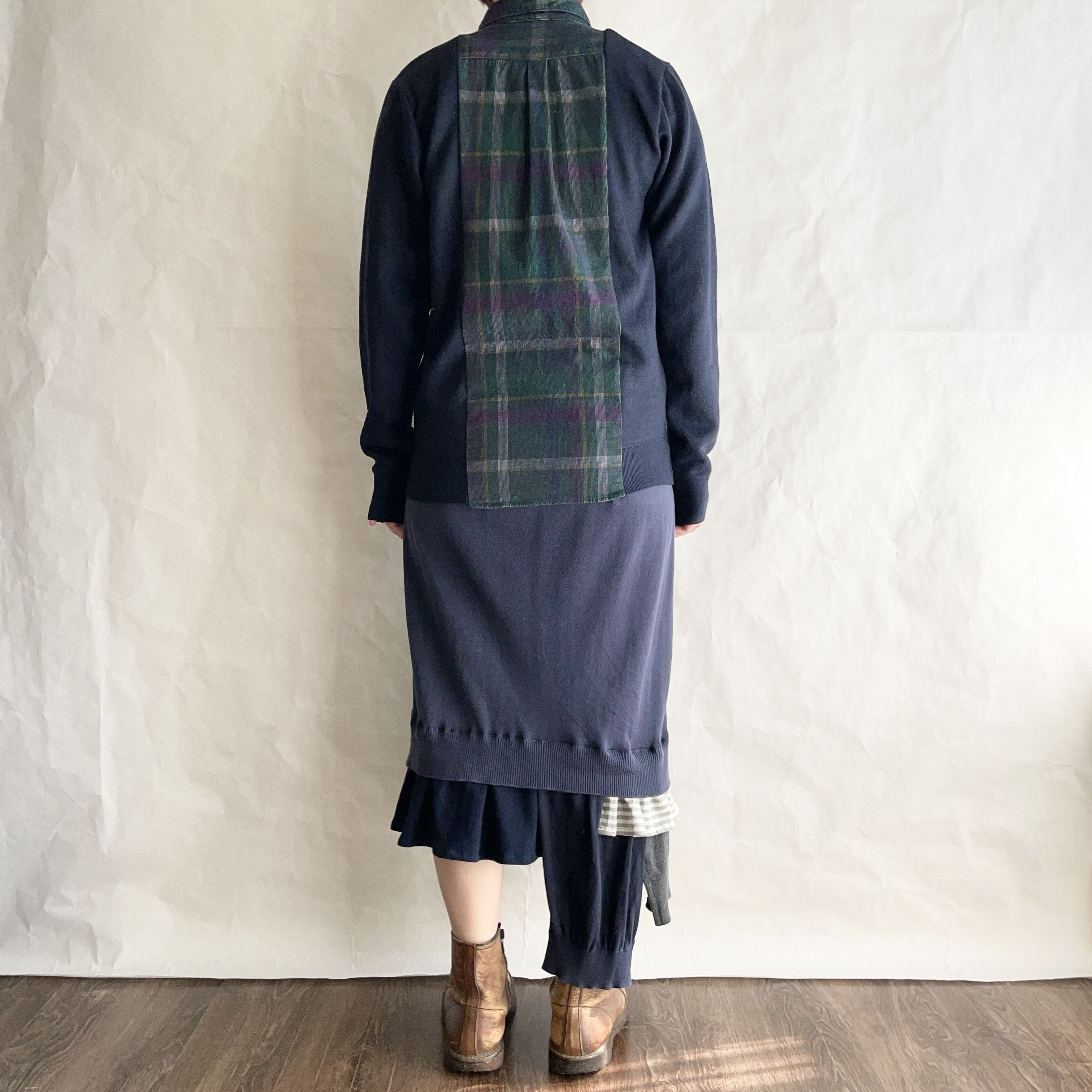 ［リメイク］シャツカーデ   チェック×ネイビー　　　R-ST1-2