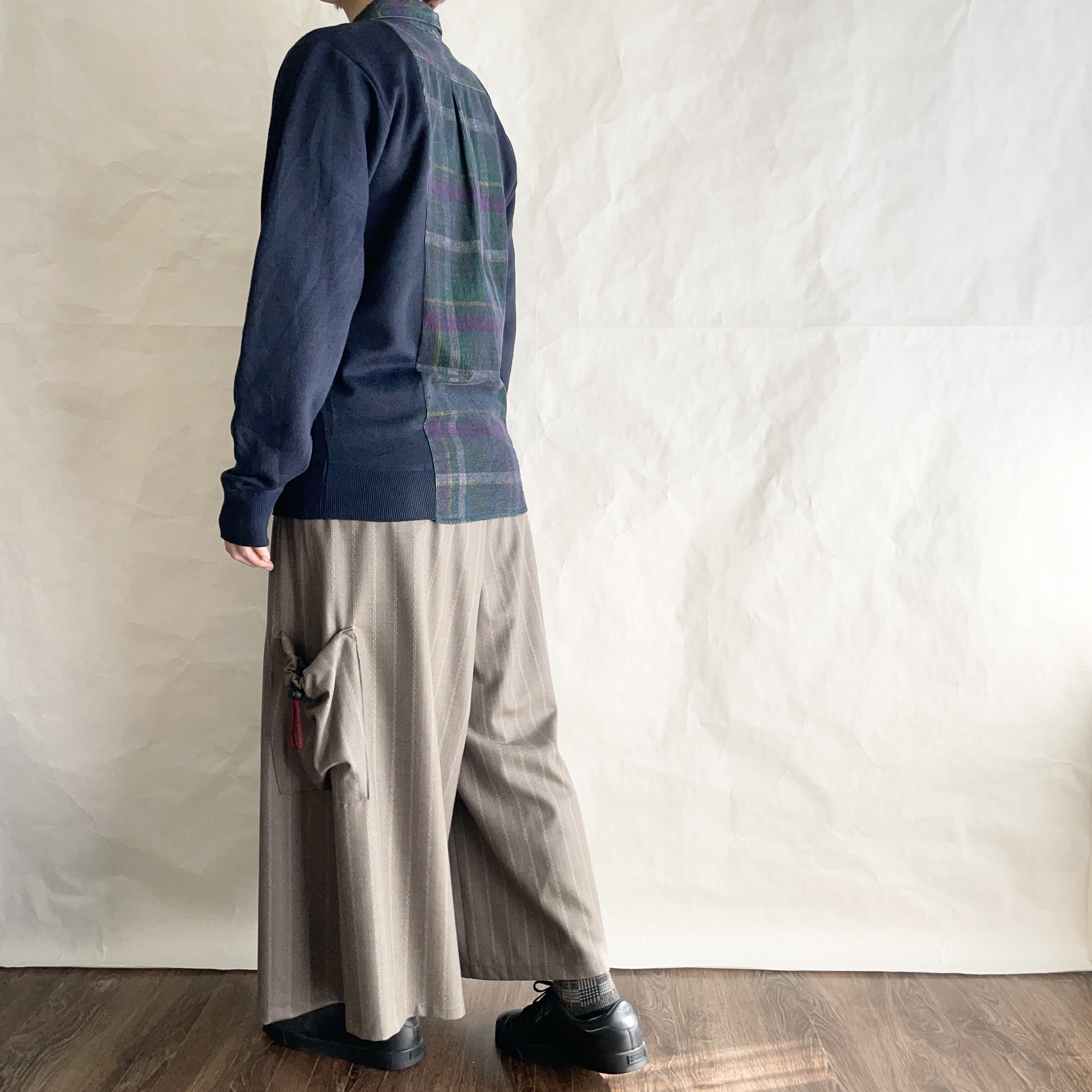 ［リメイク］シャツカーデ   チェック×ネイビー　　　R-ST1-2