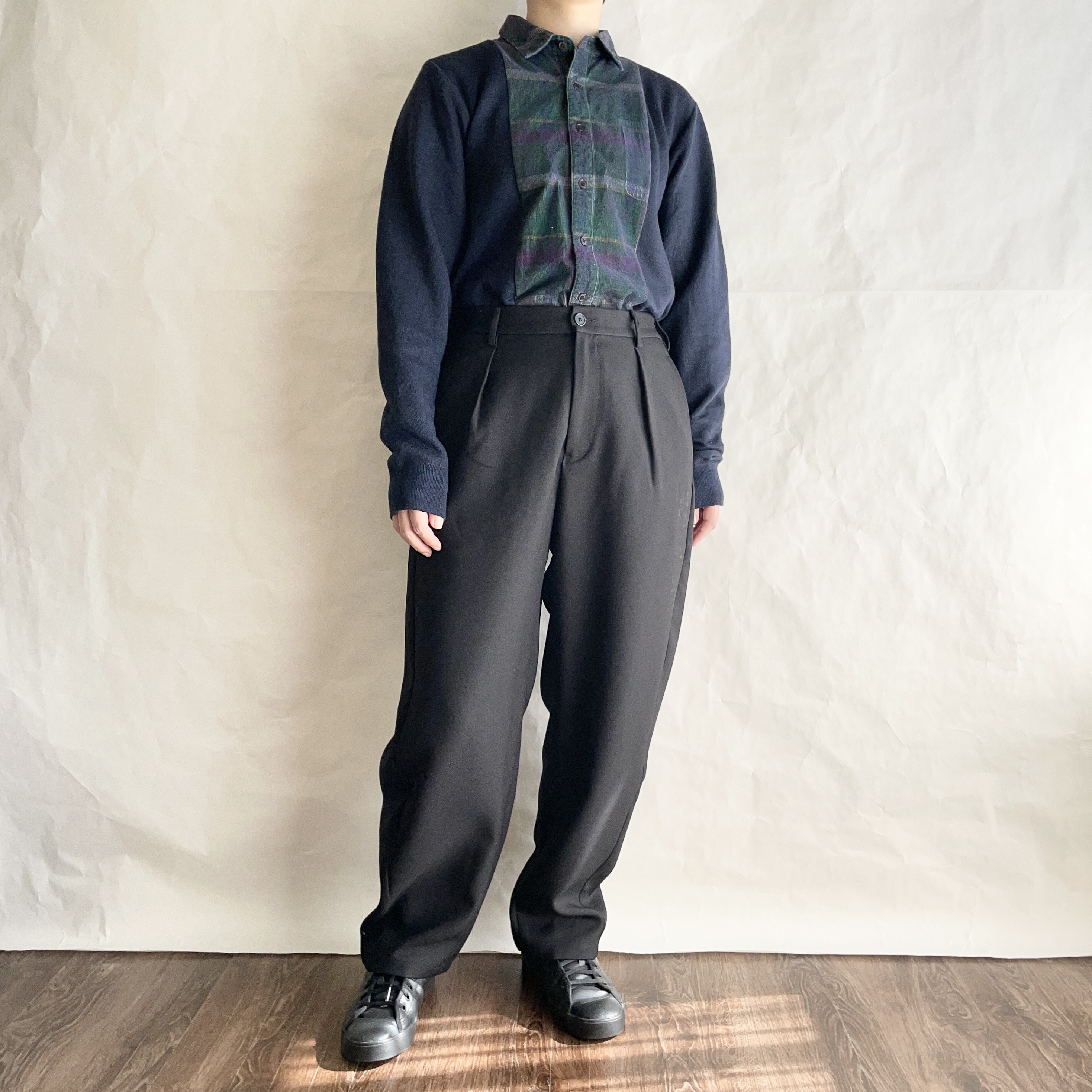 ［リメイク］シャツカーデ   チェック×ネイビー　　　R-ST1-2