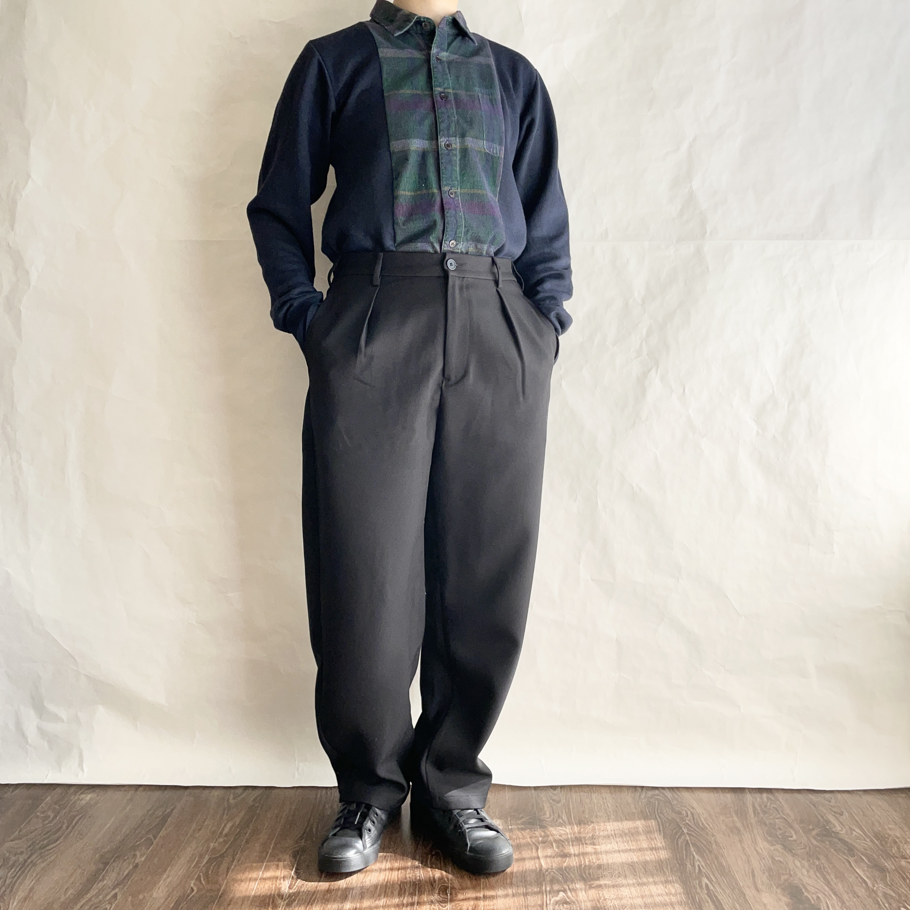 ［リメイク］シャツカーデ   チェック×ネイビー　　　R-ST1-2