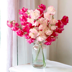 《ずっと咲いてる》赤いスイートピー＆ピンクスイートピーの花束/アーティフィシャルフラワー（造花）無料ギフトラッピング 1枚目の画像