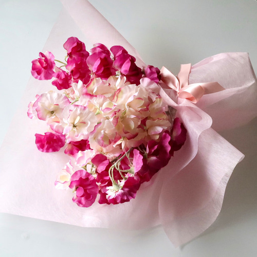 ずっと咲いてる》赤いスイートピー＆ピンクスイートピーの花束