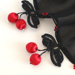 [Made to order] OYA chiffon shawl [CHERRY] Black 第4張的照片