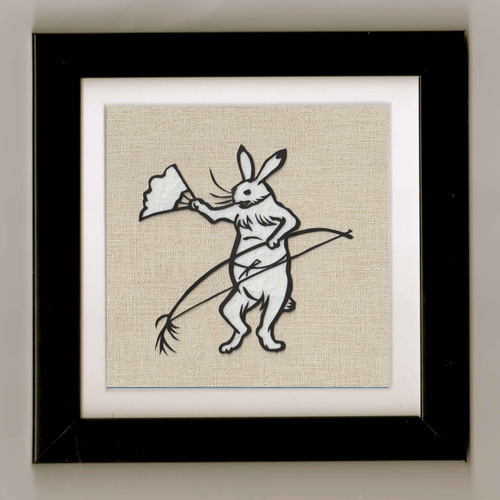 切り絵「鳥獣戯画のうさぎ」E 切り絵 伊勢屋 通販 15148810