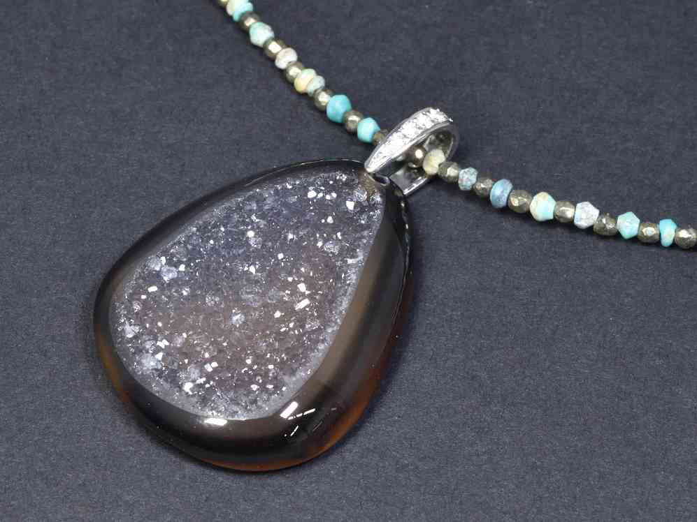 Druzy Agate/diamond_0.08ct/pt900 Pendant top　【Soro/ソロ】