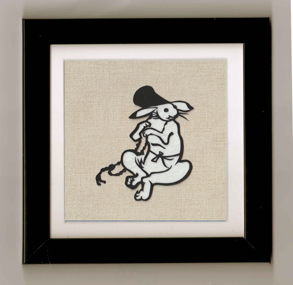 切り絵「鳥獣戯画のうさぎ」 | iichi 日々の暮らしを心地よく