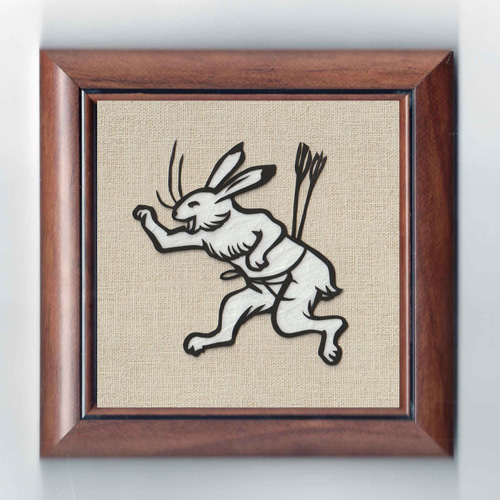 絵画　うさぎの切り絵 切り絵「鳥獣戯画のうさぎ」D 切り絵 伊勢屋 通販 15148804