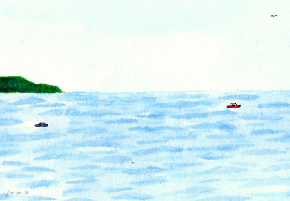 原画「おだやかな海/Calm sea」 ※木製額縁入り 5枚目の画像
