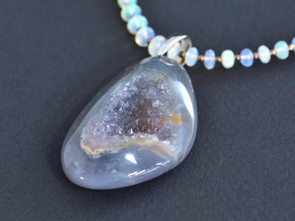 Druzy Agate/pt900 Pendant top　【Soro/ソロ】 1枚目の画像