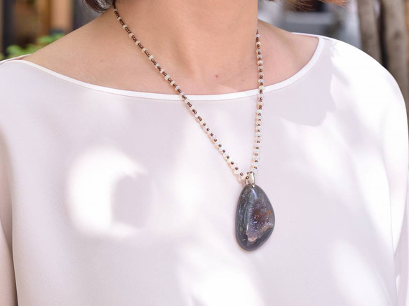 Druzy Agate/pt900 Pendant top　【Soro/ソロ】 3枚目の画像