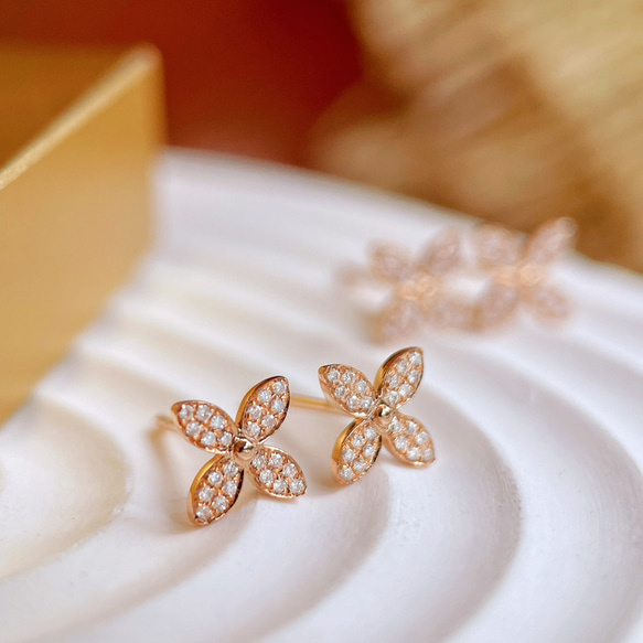 天然ダイヤモンド付きピアスk18 ピアス（スタッド・一粒） パール  