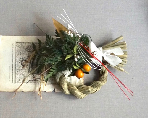 早割) 金柑と姫五葉松のしめ縄飾り Bonne année2023 No.20ドライ