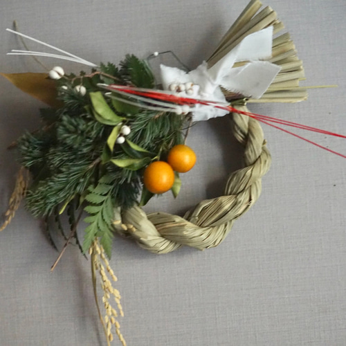 早割) 金柑と姫五葉松のしめ縄飾り Bonne année2023 No.20ドライ