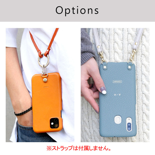 32色 本革 全機種対応 スマホケース ストーンイニシャル Android