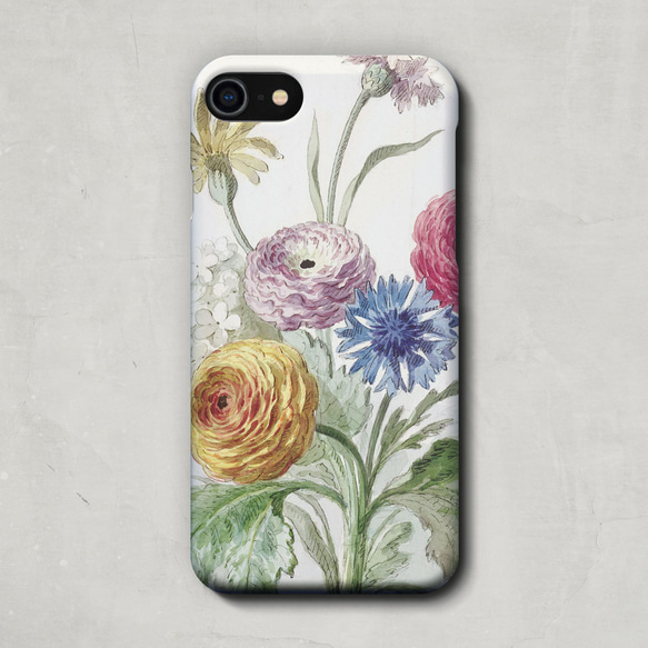 スマホケース / ウィレム ファン リーン「緑の花瓶の花束」 iPhone 全機種対応 フラワー 水彩 レトロ 絵画 3枚目の画像