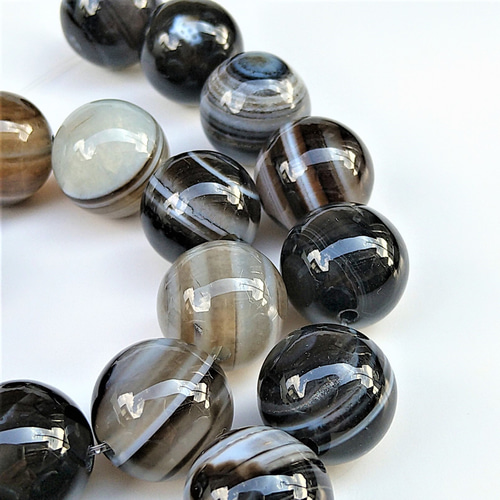 6～12mm 天眼石 黒系 チベットアゲート 天然石 丸玉 ラウンド
