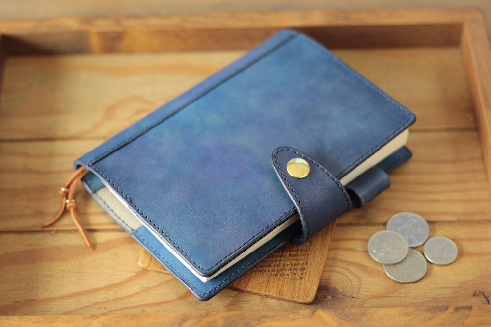 【サイズオーダー可能】新作　ほぼ日手帳カバー/手染めロイヤルブルー