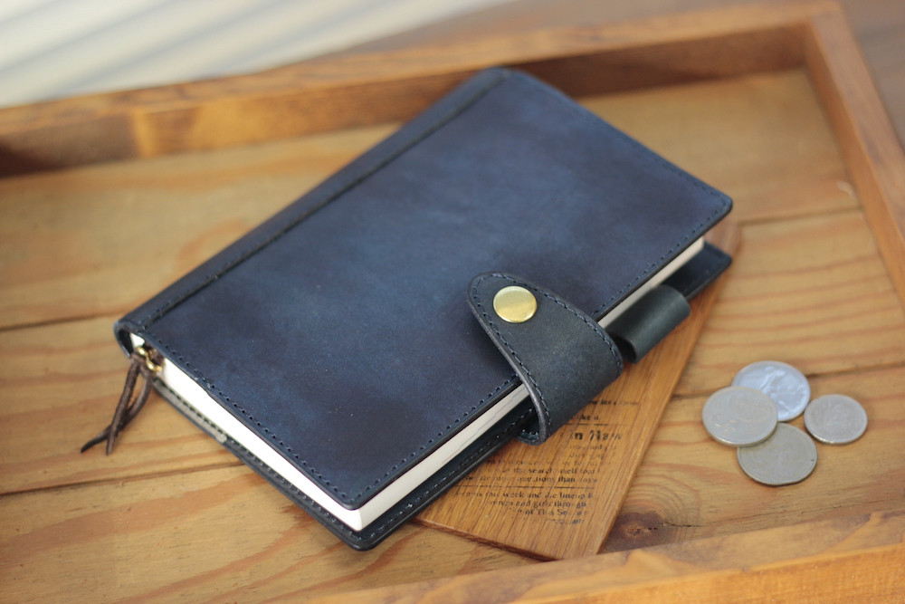 【サイズオーダー可能】新作　ほぼ日手帳カバー/手染めネイビー 7,739円