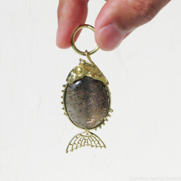 ラティス サンストーン フィッシュ チャーム / Lattice Sunstone Fish charms 5枚目の画像