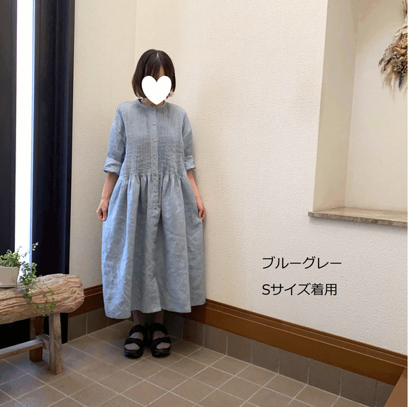 リネンのピンタックワンピース（ブルーグレー） ワンピース moco 通販  