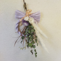 送料無料）ドライフラワークレッセントリース パンパスグラスと