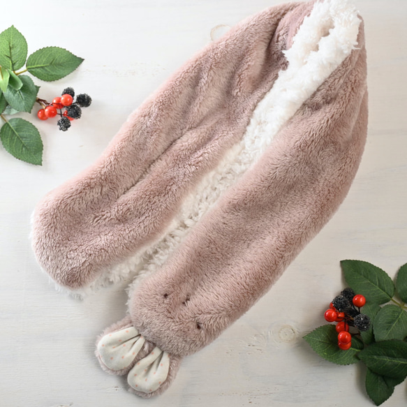 ぬっくぬくキッズ用ネックウォーマー　キッズマフラー（くすみピンク） 5枚目の画像