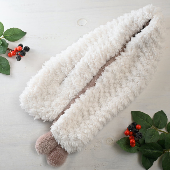 ぬっくぬくキッズ用ネックウォーマー　キッズマフラー（くすみピンク） 6枚目の画像