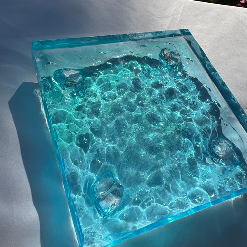 現品有りれインテリアアートブロック ラージ エメラルドブルー